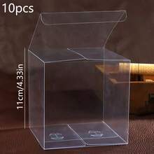 10pcs Square Transparent Plastic Candy Gift Boxes, Suitable For Birthday, Wedding Party Candy And Dessert Packaging - Clear - View 12