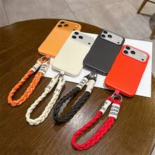 【人気の新製品】compatible with iPhone 17 Pro Max AIR 16E 15 Plus 14 13 12 11用 シンプル無地カラー クリエイティブカラーブロック クロスボディストラップ付き 落下防止 スマホケース - オレンジ - チェックする 1