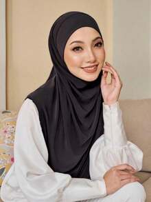 1pc Jersey Viscose High Elasticity Dual-Layer Round Edge Design Hijab Cap, Suitable For Muslim Women Daily Wear,Beach,Holiday - Multicolor - View 5