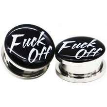 Stainless Steel Ear Gauges Plug Game Console And F**K Off Tunnel Stretching Expander Body Piercing Jewelry 4 Pieces Set 2G-1",36709652 - 藏蓝色 - 查看 2