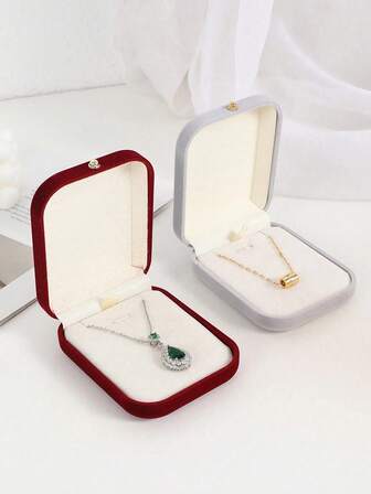 1pc/6pcs Flocked Jewelry Box, Pendant Necklace Organizer And Display