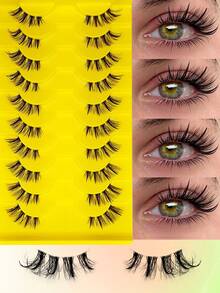 Rikuaild 10 Paar Eid Festival Künstliche Wimpern, natürliche halbe Augen Wimpern, Fuchs Katzenaugen Klare Band Wimpern, Flauschige Wispy 3D Kunstmink Wimpern Set, Weiche Streifen Falsche Wimpern - Geeignet für Rollenspiele, tägliches und Date Make-up