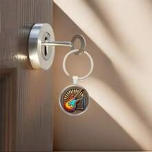 1 Llavero de guitarra eléctrica y amplificador de potencia de aleación - Diseño con forma de guitarra, accesorio de rock de color azul brillante y naranja, regalo perfecto, accesorio de llavero pequeño y exquisito - llavero - Ver 2