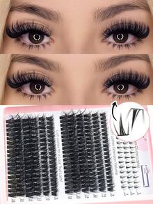 276pcs Fluffy DIY False Eyelash Clusters, D Curl, Mixed Density (60D-120D), 3 Styles Mixed, Includes Individual Lashes, 5/6/7/9/10/12/14/16/18mm Mixed, Can Create Cat Eye Or Natural Fluffy Lash Effect, Beginner Friendly - D - View 4