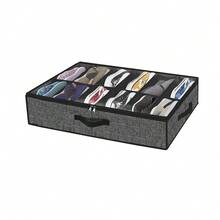 1 pieza Caja plegable para zapatos de 12 compartimentos debajo de la cama, caja apilable a prueba de polvo de 12 compartimentos de tela no tejida, de estructura resistente y ahorro de espacio, hecha de cartón de 2 mm de grosor, adecuada para tacones altos y zapatillas, 29.3 pulgadas, caja para zapatos debajo de la cama, caja de almacenamiento por compartimentos, caja de almacenamiento plegable transparente, caja de almacenamiento de tela no tejida de gran capacidad y reforzada, caja de zapatos plegable a prueba de polvo con tapa, caja de almacenamiento transparente - Gris Oscuro - Ver 15