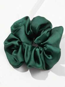 1pc Women's Elegant Satin Oversized Scrunchie Hair Accessory ,Hair Ties ,Scrunchy Hair Ties , - Green - View 2
