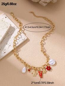 1pc European & American Luxury Flower, Heart, Starfish, Evil Eye Pendant Handmade Necklace, Versatile For Daily Wear, Vacation, Gift - Multicolor - View 8