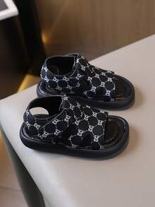Children's Flat Sandals / Children's Comfortable Soft Flat Sandals - Black and White - View 5