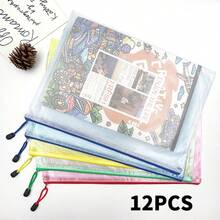 Extra Large Grid Waterproof Zipper File Bag - A3/A4/A5/A6 Transparent Student And Professional File Organizer, Perfect For Storing Paper And Materials. - Multicolor - View 19