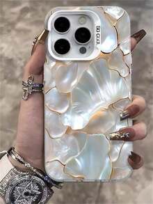 Pearl Mother-Of-Pearl Texture Phone Case Suitable For Compatible With Iphone16, 15, 14, 13, 12, 11, PRO MAX,  X, XS, PLUS,16E/SE4,As Well As,Galaxy S22/23/24 Ultra/FE+YOUR-BELOVED-PHONE Christmas Gifts Christmas Gifts,New Year Gifts,Valentine's Day Gifts - 白色 - 查看 4
