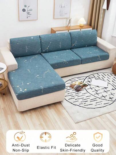 1 pieza Funda de cojín de asiento de sofá de alta elasticidad y estampado digital, removible, de tela suave y cómoda, funda de sofá elástica de seda de leche estampada digitalmente reutilizable, adecuada para todas las estaciones