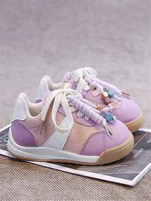 儿童休闲低帮运动鞋，2025秋季新款时尚女童幼儿软底小白鞋 - 紫色 - 查看 4