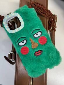 搞笑手机壳，丑陋手机壳可爱卡通辫子女孩 15 Pro Max/17 苹果手机壳，蓬松柔软保护套适用于 12 Pro、14、11、13 系列 - 綠色 - 查看 9