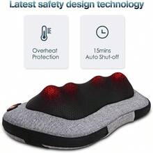 Espalda y Cuello Masajeador Eléctrico Portátil con Calor Shiatsu, 4 Nodos Profundos, 2 Velocidades Ajustables para Casa, Oficina y Coche - GRIS - Ver 8