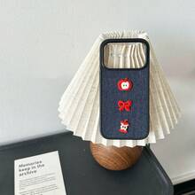 1个创意DIY兼容苹果水果蝴蝶结牛仔布防摔彩绘手机壳，兼容苹果Xs/Xsmax/Xr/11/12/13/14/14plus/15/15plus/16Pro/16Promax/17/17pro、S25Ultra、OPPO、Redmi Note14 - 彩色 - 查看 2