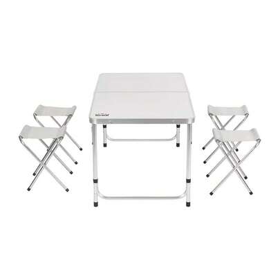 Mesa Plegable Deco Hogar Modelo 12139 Medida 120 cm con 4 Bancos Incluidos Diseño Práctico y Funcional Ideal para Hogar, Jardín, Terraza, Oficina o Eventos Portátil y Fácil de Transportar Gracias a su Sistema de Plegado Compacto Estructura Resistente y Duradera que Garantiza Estabilidad Superficie Amplia para Comidas, Reuniones, Estudio o Trabajo Bancos Ergonómicos que Ofrecen Comodidad y Soporte para Toda la Familia Estilo Moderno y Versátil que Combina con Diferentes Ambientes Fácil de Guardar en Espacios Reducidos Excelente Opción para Picnic, Camping, Fiestas, Ferias y Actividades al Aire Libre Materiales de Calidad que Aseguran Larga Vida Útil Montaje Rápido sin Herramientas Perfecta para Quienes Buscan Soluciones Inteligentes de Mobiliario Compacto y Multifuncional que Optimiza Espacios y Facilita la Organización en Cada Ocasión