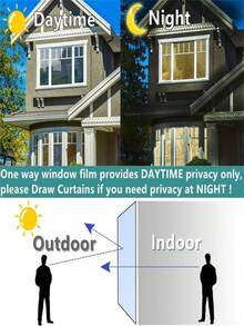 1 Roll One Way Window Film Daytime Privacy Window Tint For Home UV Blocking Mirror Film Non-Adhesive Static Cling Heat Control Reflective Glass Film For Home And Office - Multicolor - View 7