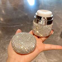 1pc 50ml Vacuum Pump Dispenser Bottle, Shiny Rhinestone Decorated Cosmetics Packaging Suitable For Foundation, Cream, Lotion, Travel Size - Nhiều màu - Xem 4