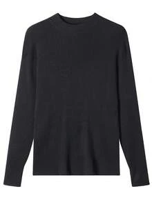 Men's Casual Solid Color Ribbed Turtleneck Long Sleeve Sweater, Versatile For Autumn/Winter - Black - View 3