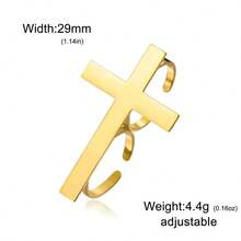 TEAMER 1pc Minimalist Stainless Steel Cross Midi Ring, Adjustable Open Band, Unisex Fashion Punk Style Gift - Simple Series - View 12