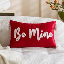 1 chiếc vỏ gối trang trí hình trái tim đỏ XOXO ngày Valentine, kích thước 18x18 inch, thêu chữ LOVE, kiểu dáng trang trại, thích hợp cho ghế sofa trong nhà, không kèm ruột gối. - Đỏ và trắng, hãy là của tôi - Xem 8