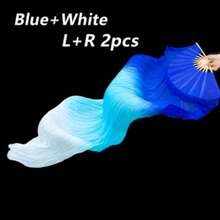 2pcs 150cm/59.05in Stage Performance Dance Fan - Blue, White, Red And White Gradient Long Silk - Lightweight And Easy To Handle. Suitable For Adult Fitness / Dance Team Rehearsal Props Fan. - Nhiều màu - Xem 5