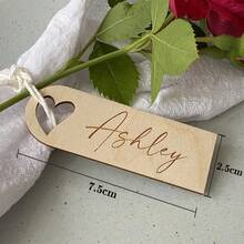 10/30/50 peças Cartões de Lugar Personalizados para Casamento, Etiquetas de Nome em Madeira em Forma de Coração Personalizadas, Marcadores de Assento em Estilo Rústico para Decoração de Mesa, Lembrancinhas de Festa, Amor Eterno, Presente de Aniversário, Aniversário - cor de madeira - Ver 3