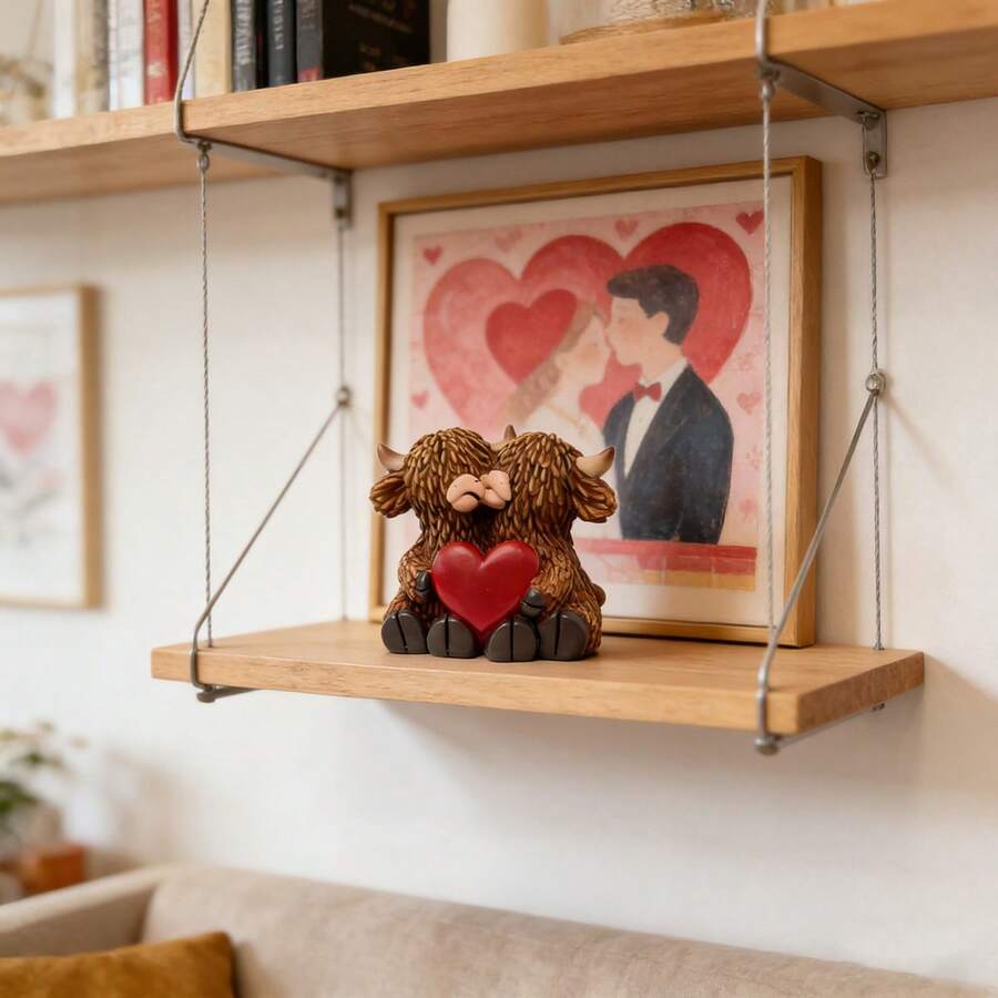 Figuras de vaca de las Tierras Altas de resina, lindas y creativas, decoración de vaca de las Tierras Altas para el hogar, el jardín y más. - Burdeos - Ver 1