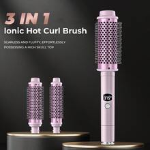 UKLISS 家用卷发棒/直发器，配有可更换的卷发头，既可用于直发也可用于卷发，加热迅速。 - 紫色 - 查看 1