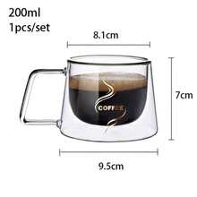 YWDL-taza de café de cristal de doble pared, 200ml, taza de Espresso resistente al calor, taza con aislamiento térmico para Latte, capuchino, juego de vajilla de té - 1 pieza estampada - Ver 2