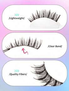 7 Pairs Natural Look False Eyelashes, Transparent Stem, Lightweight & Fluffy, Soft Faux Mink Material, Makeup Eyelash Extensions - Black - View 4