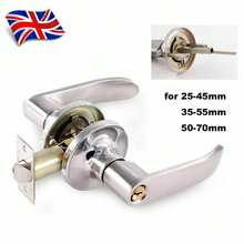 Home Entry Lever Three-Handle Door Lock Set Bathroom Entrance Passage With Key - Silver - View 1