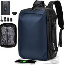 Travel Laptop Backpack, Expandable 30L-60L Vacuum Backpack, Waterproof Lightweight Business Rucksack, Wet Dry Separation, Fits 17.3 Inch Laptop - Dark Blue - View 10