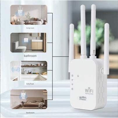 Bộ khuếch đại tín hiệu WiFi 300Mbps, phạm vi hoạt động xa, tương thích với chuẩn 802.11n, dễ dàng thiết lập với nút WPS, phích cắm EU, thích hợp sử dụng trong nhà và ngoài trời, thiết kế anten, bộ mở rộng phạm vi WiFi.
