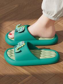 2026 Cartoon Dinosaur Non-Slip House Slippers, Summer - Dark Green - View 2