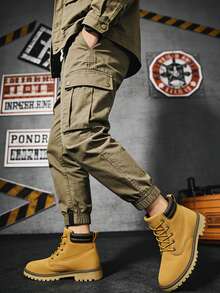 Men's Boots, Work Boots, High-Top, Thick Sole, Versatile Boots, Big Yellow Boots, Autumn/Winter - Ginger - View 5