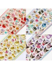 创意卡通闪光水晶贴纸，趣味3D立体浮雕钻石贴纸，适用于手机、笔记本装饰 - 彩色 - 查看 3