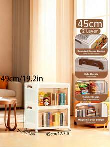 3layers Storage Bins With Lids, 4PC Stackable Storage Bins With Wheels Collapsible Storage Bins, Foldable Storage Containers With Door For Home And Office Closet Organizers Storage Bins Plastic Box - White - View 12