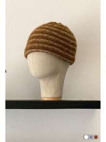 1pc Sequin Striped Beanie Hat, Women Autumn/Winter Fashion Item, Wool Blend Retro Style Knit Cap, Versatile Fitted Skull Cap, Niche Fuzzy Knit Hat, Streetwear Skateboard Dance Headwear - Striped Colorful Sequins - View 16