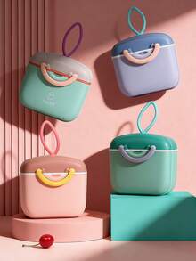 KUNT 450ml Double-Layer Milk Powder Container, Portable Baby Milk Powder Storage Box, Minimalist Design With Included Scoop - Multicolor - View 2