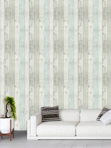 Artyuan 1 Roll Vintage Distressed Wood Grain Peel And Stick Wallpaper, Removable Self-Adhesive Wallpaper For Cabinets, Drawers, Indoor Wall Decor (17.53 Inches Wide X 32.8 Feet Long - Blue)