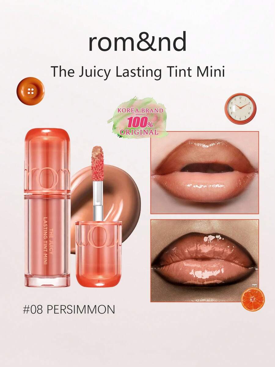 Rom&nd Romand THE JUICY LASTING TINT MINI, Moisturizing And Glossy Texture, Hydrating And Nourishing, Lightweight And Comfortable, Long-Lasting Color, Mini Travel Size, Great Gift, Korean Cosmetics - 08 PERSIMMON - 查看 1