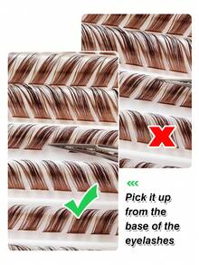 Rikuaild 100/110/120片装 D型卷翘棕色猫眼/狐狸眼单根假睫毛，DIY簇状假睫毛，3D浓密蓬松假睫毛，可重复使用 - D - 查看 6