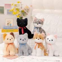 30厘米/11.81英寸可爱逼真猫咪毛绒玩具，栩栩如生的填充动物，柔软可爱的抱枕，灰黑色小猫抱枕，儿童生日礼物，宠物玩具，男孩女孩家居装饰，房间装饰，圣诞节和感恩节礼物 - 彩色 - 查看 3