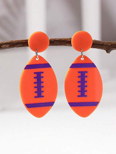1 Pair Acrylic Cheering Game Day Tigers Team Football Rugby Earrings For Women