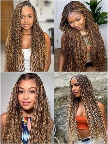 ZHENDEFA 1 Bundle/Pack 90g Loose Wavy Human Hair Extensions, Bohemian Style, 4/27 Ombre Gradient Curly Hair, Tangle-Free, 12A Brazilian Ombre Braiding Hair - S4/27 - View 6