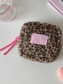 1Piece Fashion Leopard Makeup Bag Mini Cute Coin Purse Women's Plush Leopard Coin Wallet Small Zipper Wallet Cute Makeup Bag Cosmetics Bag Cash Bag ID Bag Credit Card Storage Bag Card Holder Soft Cloth Sanitary Pad Storage Bag - Multicolor - View 15