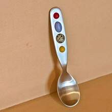 Thick 304 Stainless Steel, High Cost-Performance Vintage Style, Natural Gemstone Rice Spoon, Dessert Spoon, Coffee Spoon, Western Tableware - Cute Planet (Natural Raw Stone) - View 1