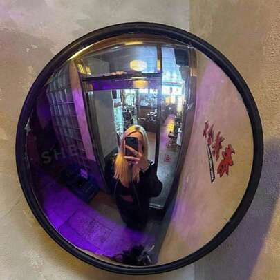1pc Convex Wide Angle Mirror - Wall Mounted Decorative Mirror, Full Body Horizontal Wall Mirror, Plastic Frame, No Electricity Required, Suitable For Bedroom, Living Room, Bathroom, Dressing Room, Room Decor, Modern Home Decor, Living Room Decor, Entryway, Bathroom, And Wall