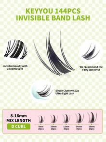 120 piezas Grupos de pestañas de hada estilo manga C Curl, mezcla de 8-16mm, pestañas naturales y suaves, pestañas postizas individuales DIY fáciles de usar y reutilizables para maquillaje diario - Multicolor - Ver 10